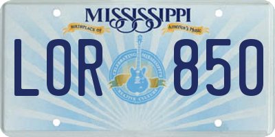 MS license plate LOR850