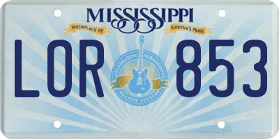 MS license plate LOR853