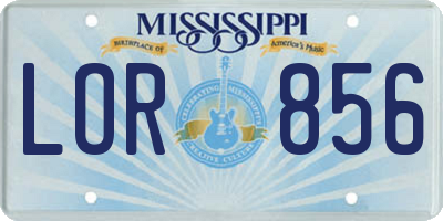 MS license plate LOR856