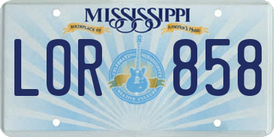MS license plate LOR858