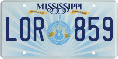 MS license plate LOR859