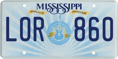 MS license plate LOR860