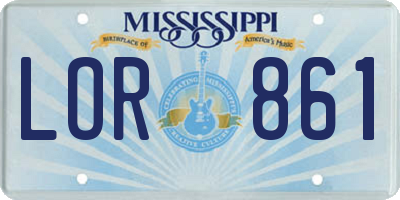 MS license plate LOR861