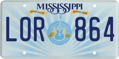 MS license plate LOR864