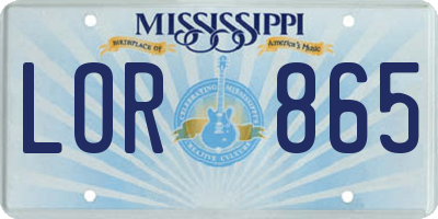 MS license plate LOR865