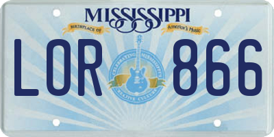 MS license plate LOR866