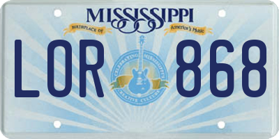 MS license plate LOR868