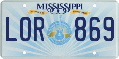 MS license plate LOR869