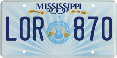 MS license plate LOR870