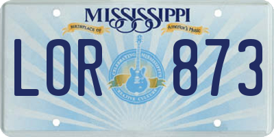 MS license plate LOR873