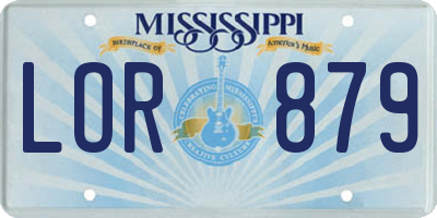 MS license plate LOR879
