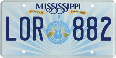 MS license plate LOR882