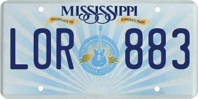 MS license plate LOR883