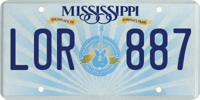 MS license plate LOR887