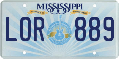 MS license plate LOR889