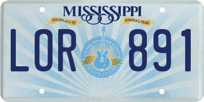 MS license plate LOR891