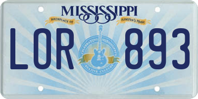 MS license plate LOR893