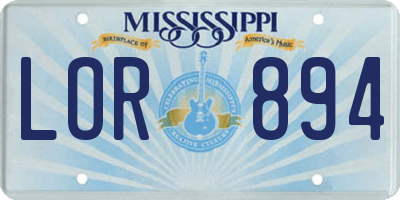 MS license plate LOR894