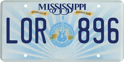 MS license plate LOR896