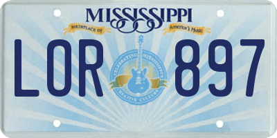 MS license plate LOR897