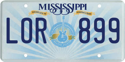 MS license plate LOR899