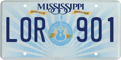 MS license plate LOR901