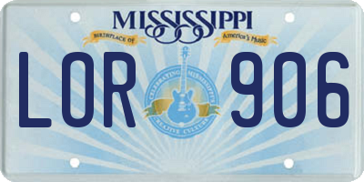 MS license plate LOR906
