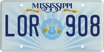 MS license plate LOR908