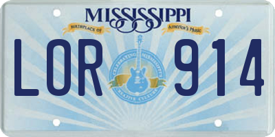 MS license plate LOR914