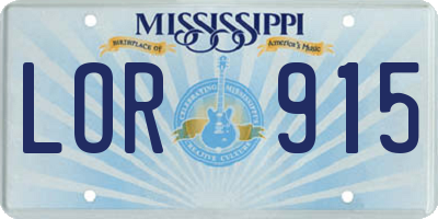 MS license plate LOR915