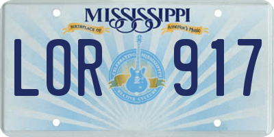 MS license plate LOR917