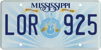 MS license plate LOR925
