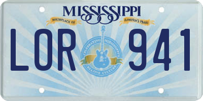 MS license plate LOR941