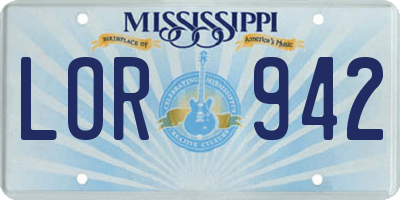 MS license plate LOR942