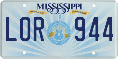 MS license plate LOR944