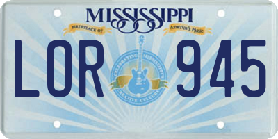MS license plate LOR945
