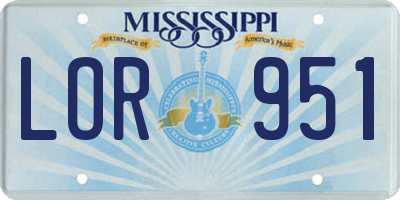 MS license plate LOR951