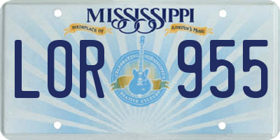 MS license plate LOR955