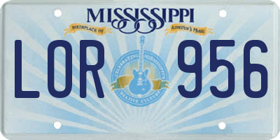 MS license plate LOR956