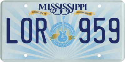 MS license plate LOR959