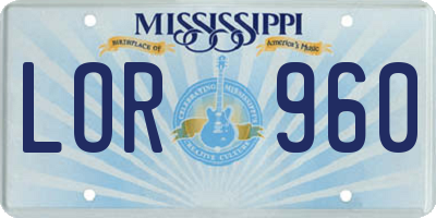 MS license plate LOR960