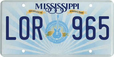 MS license plate LOR965