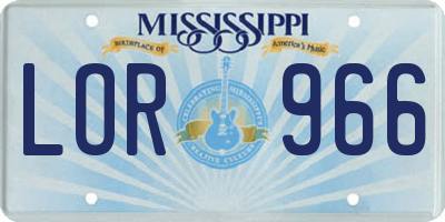 MS license plate LOR966