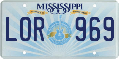 MS license plate LOR969
