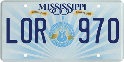 MS license plate LOR970
