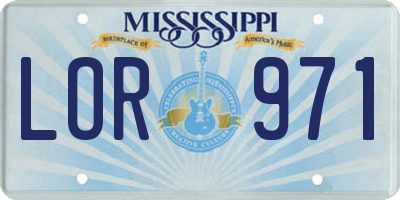 MS license plate LOR971