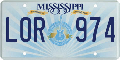 MS license plate LOR974