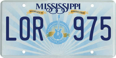 MS license plate LOR975