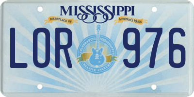 MS license plate LOR976