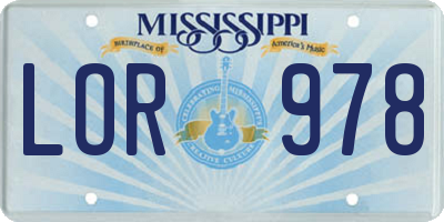 MS license plate LOR978